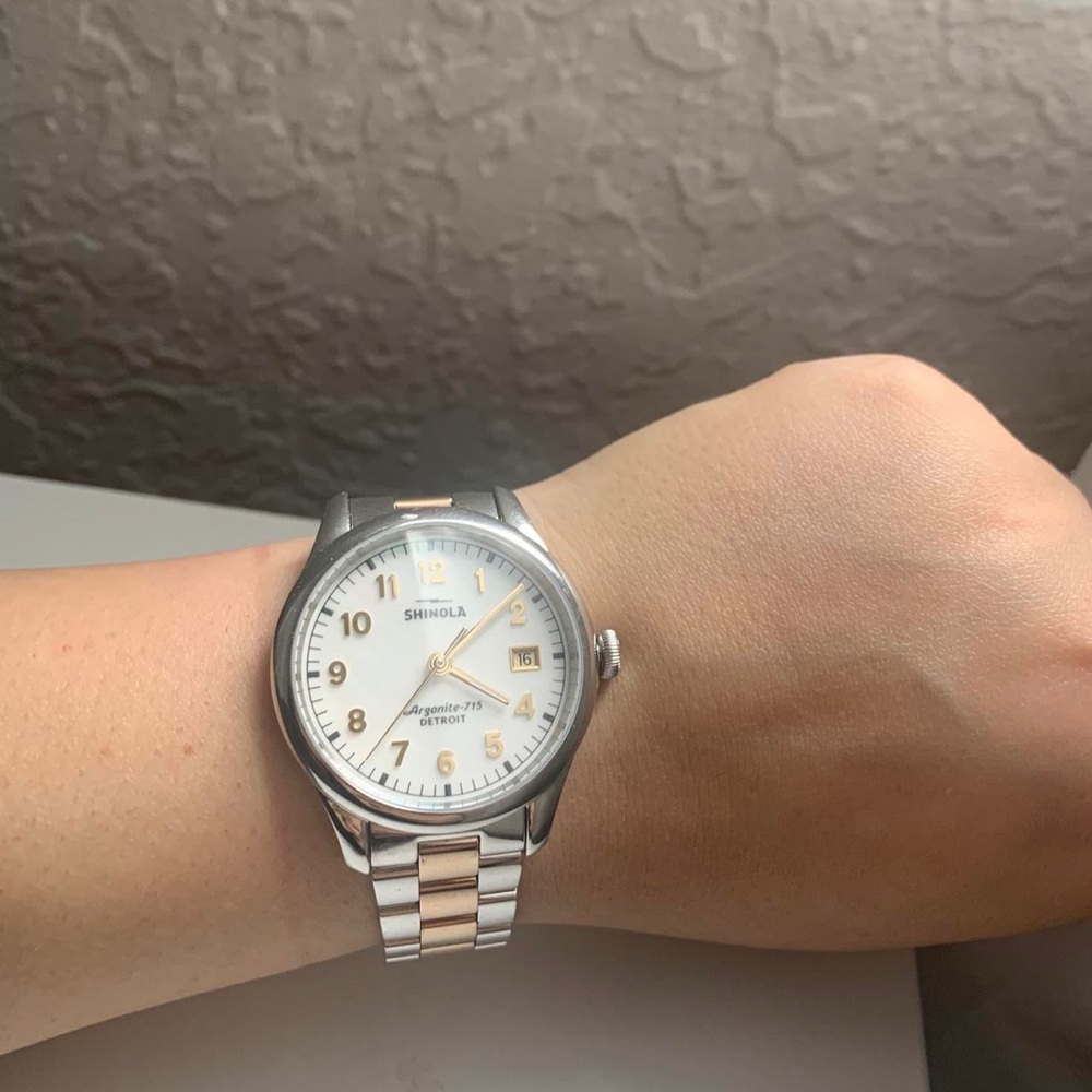 Shinola mother of pearl two tone watch
